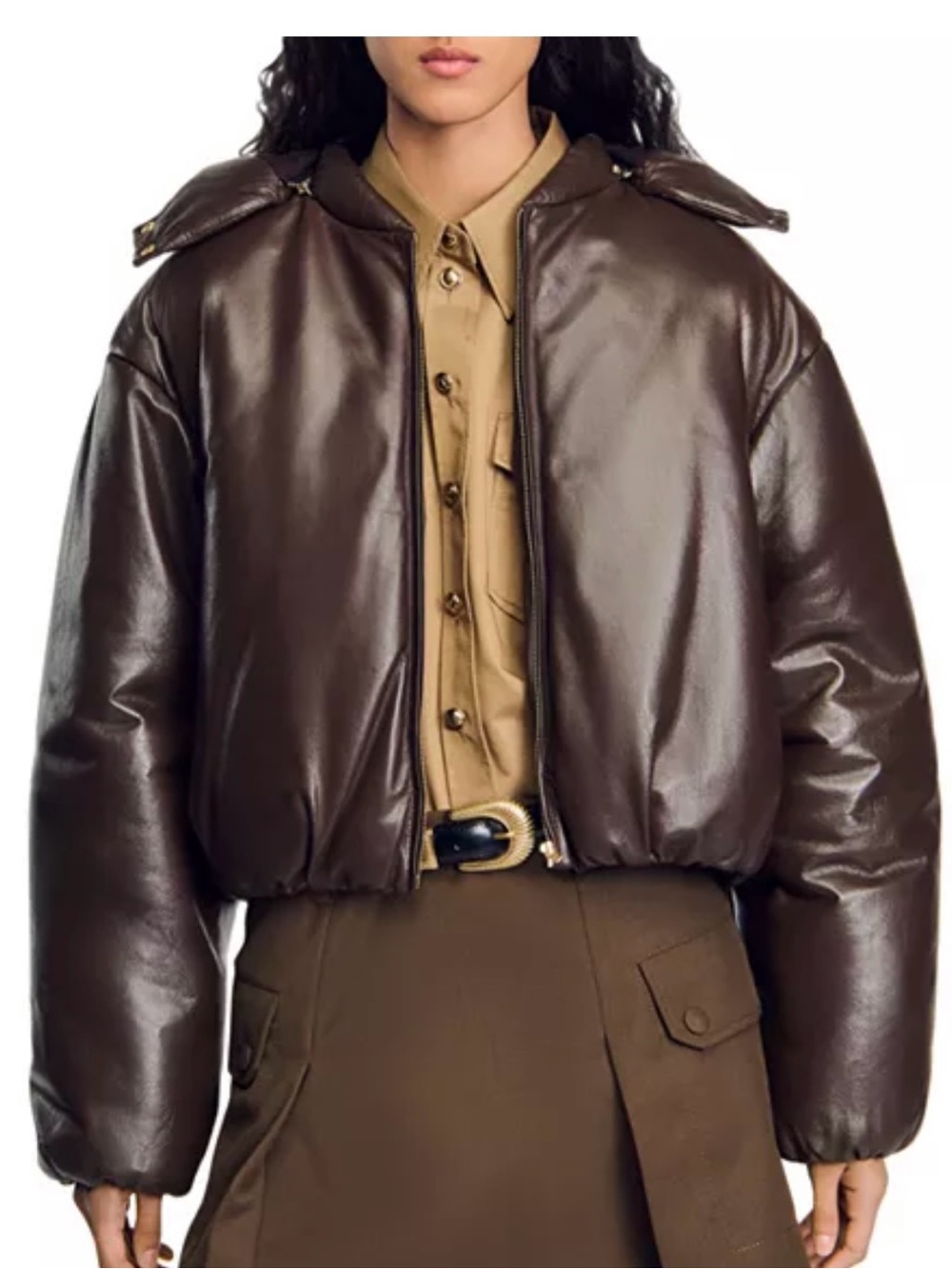 SANDRO RAVEN PADDED LEATHER JACKET*********SIZE: 40